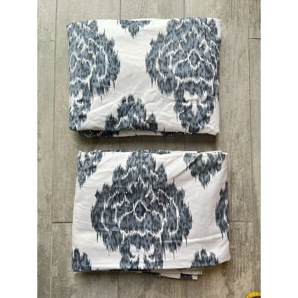 Exclusive Fabrics Ikat Blue Cotton Curtains 2 Panel Room Darkening 50